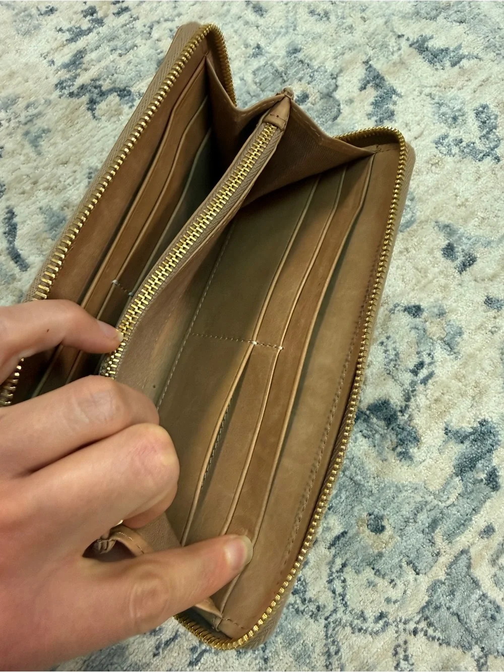 FEED Cognac Caramel Brown Leather Zip Wallet Clutch